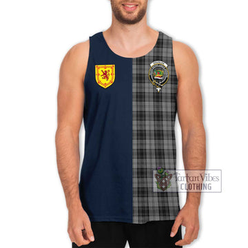 Douglas Grey Tartan Men's Tank Top Alba with Scottish Lion Royal Arm Half Style