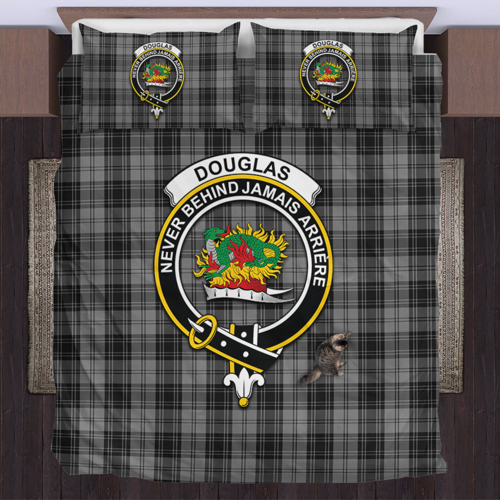 Douglas Grey Tartan Bedding Set with Family Crest US Bedding Set - Tartan Vibes Clothing