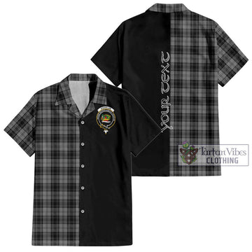 Douglas Grey Tartan Short Sleeve Button Shirt with Family Crest and Half Of Me Style