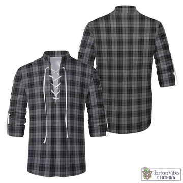 Douglas Grey Tartan Men's Scottish Traditional Jacobite Ghillie Kilt Shirt