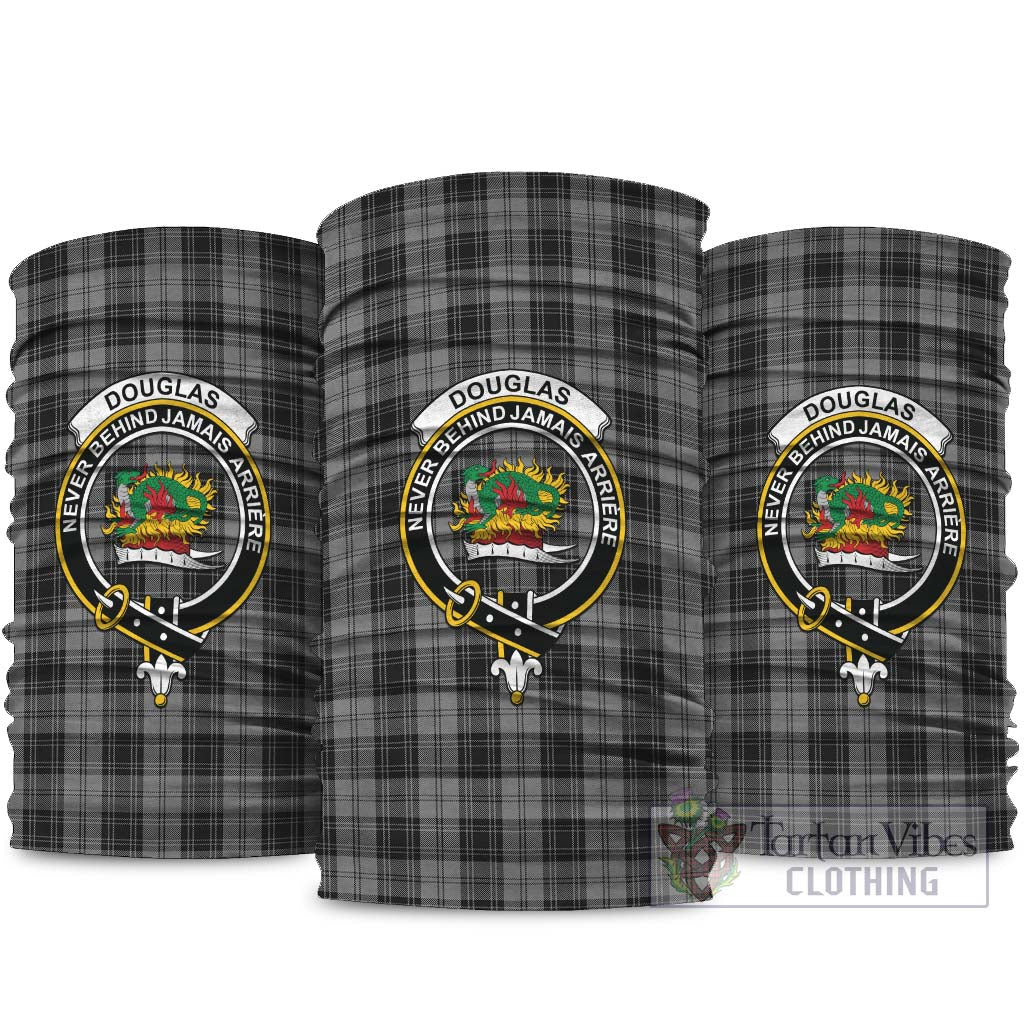 Douglas Grey Tartan Neck Gaiters, Tartan Bandanas, Tartan Head Band with Family Crest