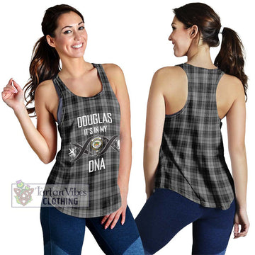 Douglas Grey Tartan Women's Racerback Tanks with Family Crest DNA In Me Style