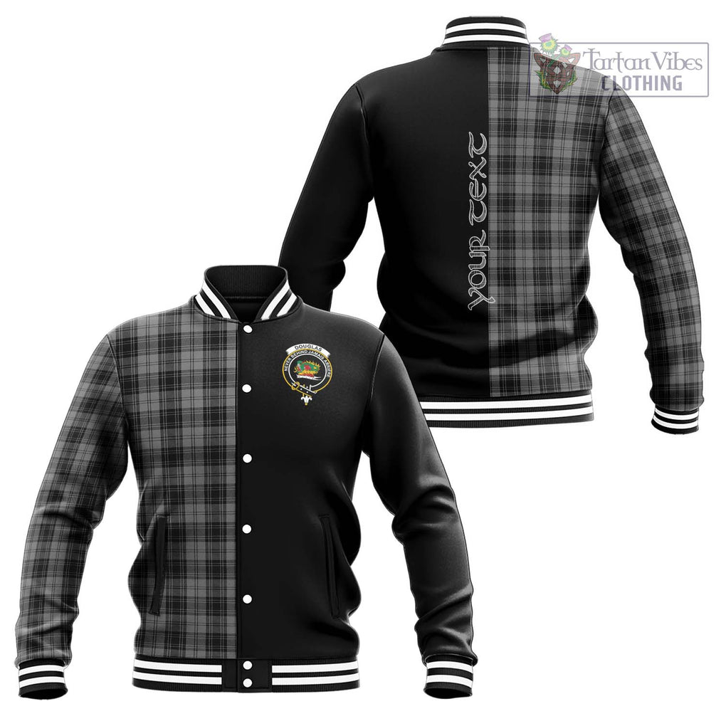 Douglas Grey Tartan Baseball Jacket with Family Crest and Half Of Me Style Unisex - Tartanvibesclothing Shop