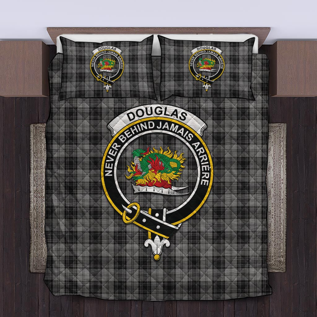 Douglas Grey Tartan Quilt Bed Set with Family Crest Twin - Tartan Vibes Clothing