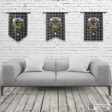 Douglas Grey Tartan Gonfalon, Tartan Banner with Family Crest