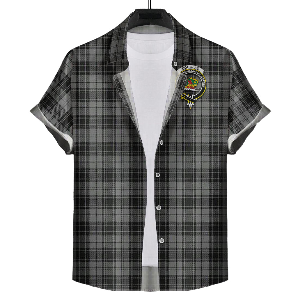 douglas-grey-tartan-short-sleeve-button-down-shirt-with-family-crest