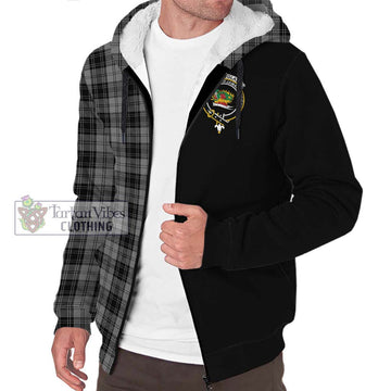 Douglas Grey Tartan Sherpa Hoodie with Family Crest and Half Of Me Style