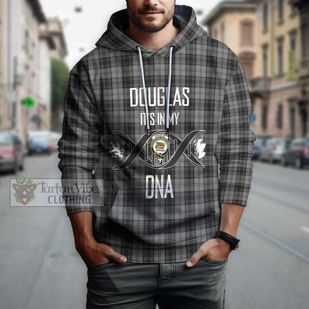 Douglas Grey Tartan Hoodie with Family Crest DNA In Me Style Pullover Hoodie - Tartanvibesclothing Shop