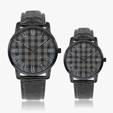 Douglas Grey Tartan Personalized Your Text Leather Trap Quartz Watch