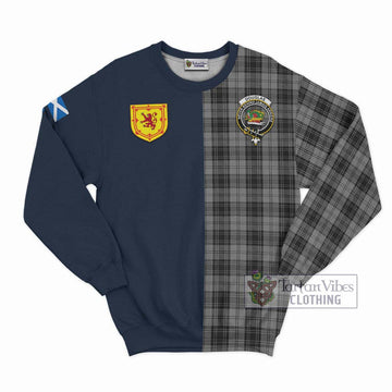 Douglas Grey Tartan Sweatshirt Alba with Scottish Lion Royal Arm Half Style