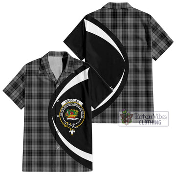 Douglas Grey Tartan Short Sleeve Button Up with Family Crest Circle Style