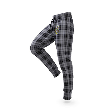 Douglas Grey Tartan Joggers Pants with Family Crest