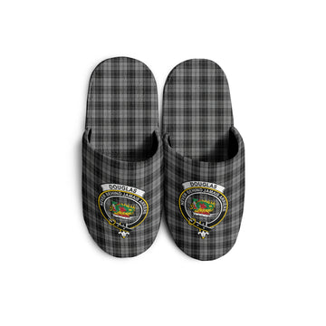 Douglas Grey Tartan Home Slippers with Family Crest