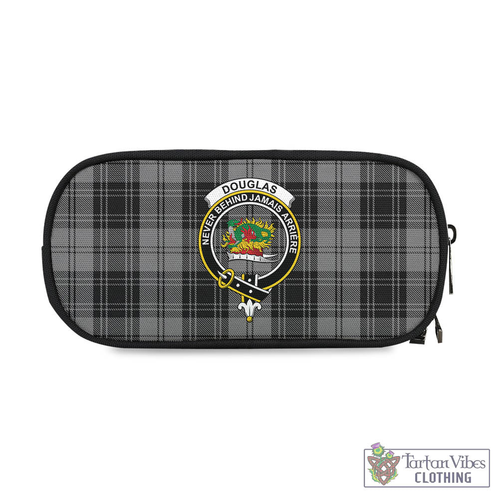 Tartan Vibes Clothing Douglas Grey Tartan Pen and Pencil Case with Family Crest