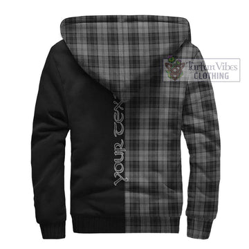 Douglas Grey Tartan Sherpa Hoodie with Family Crest and Half Of Me Style