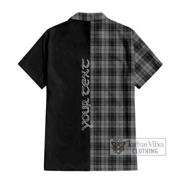 Douglas Grey Tartan Short Sleeve Button Shirt with Family Crest and Half Of Me Style