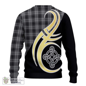 Douglas Grey Tartan Ugly Sweater with Family Crest and Celtic Symbol Style