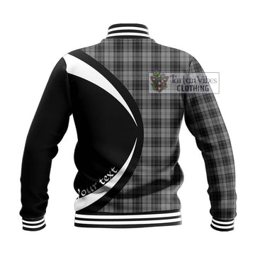 Douglas Grey Tartan Baseball Jacket with Family Crest Circle Style