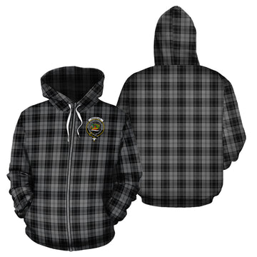 Douglas Grey Tartan Hoodie with Family Crest