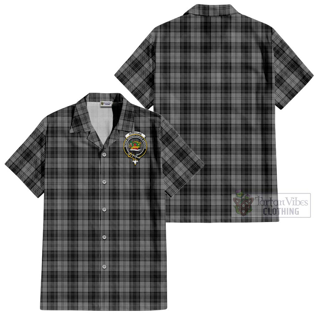 Douglas Grey Tartan Cotton Hawaiian Shirt with Family Crest Kid - Tartan Vibes Clothing