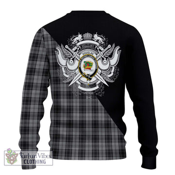 Douglas Grey Tartan Ugly Sweater with Family Crest and Military Logo Style