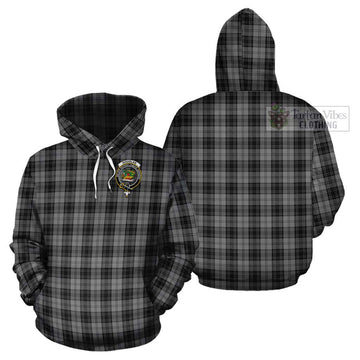 Douglas Grey Tartan Cotton Hoodie with Family Crest