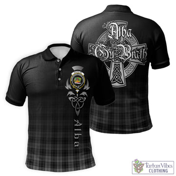 Douglas Grey Tartan Polo Shirt Featuring Alba Gu Brath Family Crest Celtic Inspired