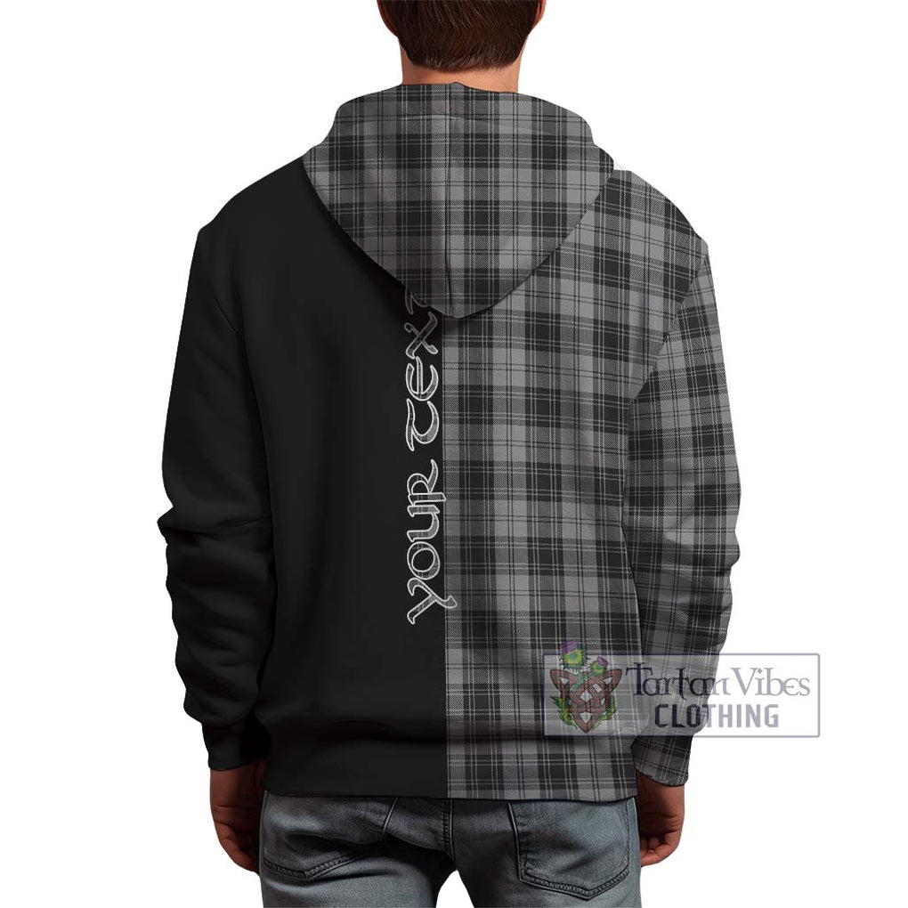 Douglas Grey Tartan Hoodie with Family Crest and Half Of Me Style - Tartanvibesclothing Shop