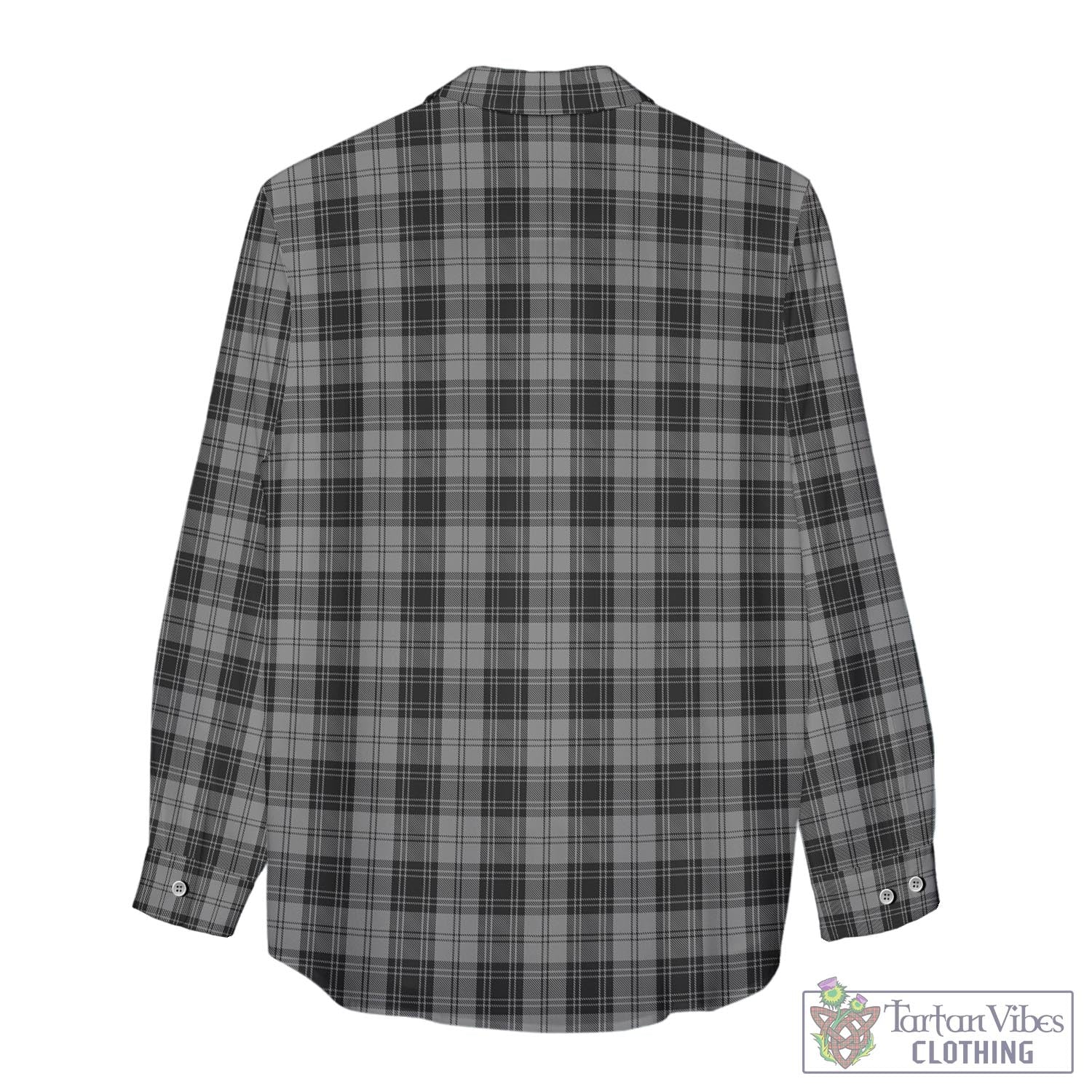 Tartan Vibes Clothing Douglas Grey Tartan Womens Casual Shirt with Family Crest