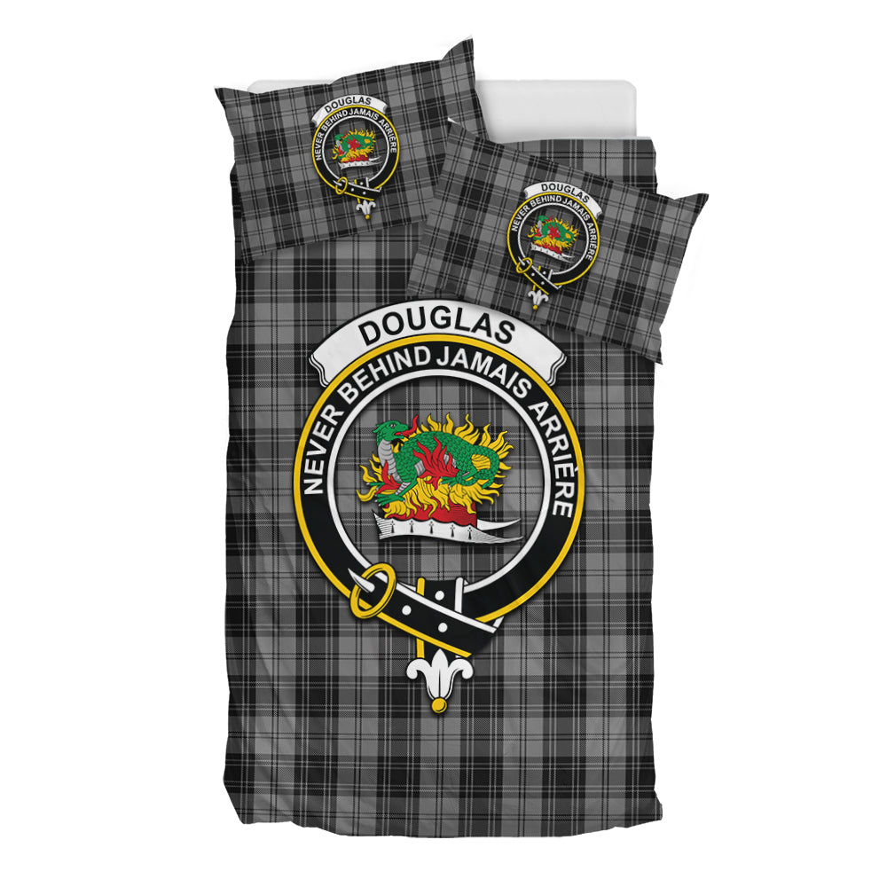 Douglas Grey Tartan Bedding Set with Family Crest - Tartan Vibes Clothing