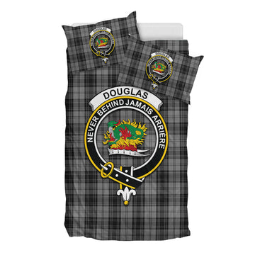 Douglas Grey Tartan Bedding Set with Family Crest