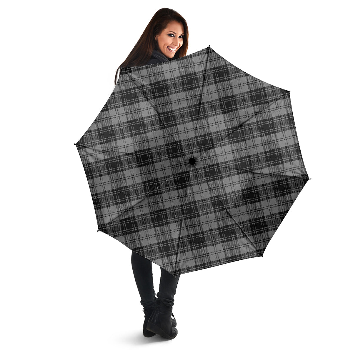 Douglas Grey Tartan Umbrella - Tartanvibesclothing