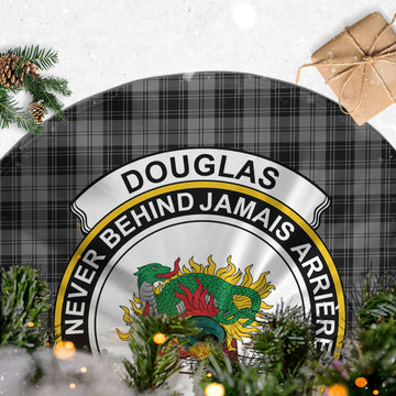 Douglas Grey Tartan Christmas Tree Skirt with Family Crest