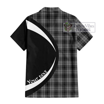 Douglas Grey Tartan Short Sleeve Button Up with Family Crest Circle Style