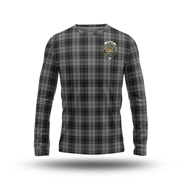 Douglas Grey Tartan Long Sleeve T-Shirt with Family Crest