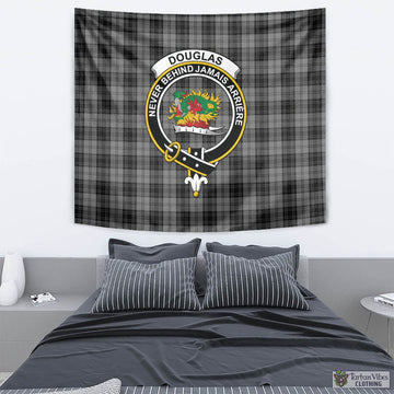 Douglas Grey Tartan Tapestry Wall Hanging and Home Decor for Room with Family Crest