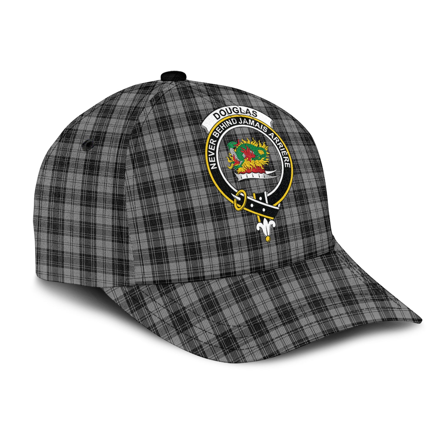 Douglas Grey Tartan Classic Cap with Family Crest - Tartan Vibes Clothing