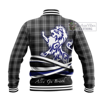 Douglas Grey Tartan Baseball Jacket with Alba Gu Brath Regal Lion Emblem