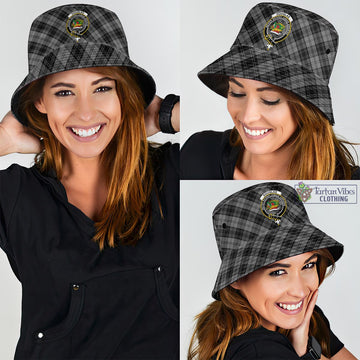 Douglas Grey Tartan Bucket Hat with Family Crest