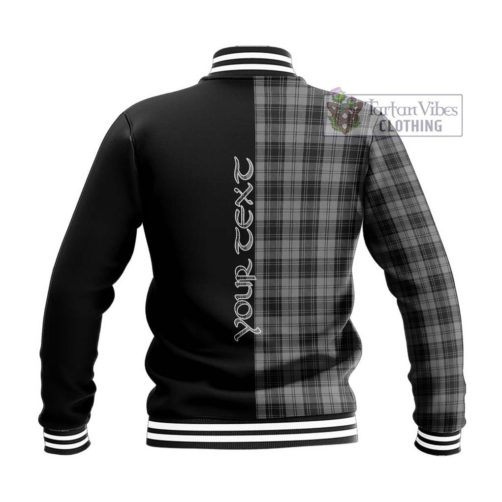 Douglas Grey Tartan Baseball Jacket with Family Crest and Half Of Me Style - Tartanvibesclothing Shop