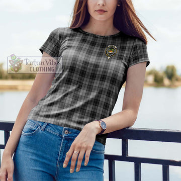 Douglas Grey Tartan Cotton T-Shirt with Family Crest