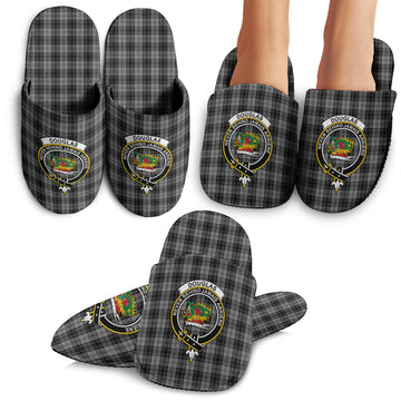 Douglas Grey Tartan Home Slippers with Family Crest