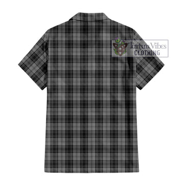 Douglas Grey Tartan Short Sleeve Button Shirt with Family Crest DNA In Me Style