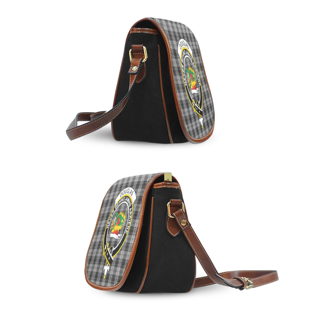 Douglas Grey Tartan Saddle Bag with Family Crest - Tartan Vibes Clothing