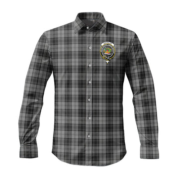 Douglas Grey Tartan Long Sleeve Button Up Shirt with Family Crest