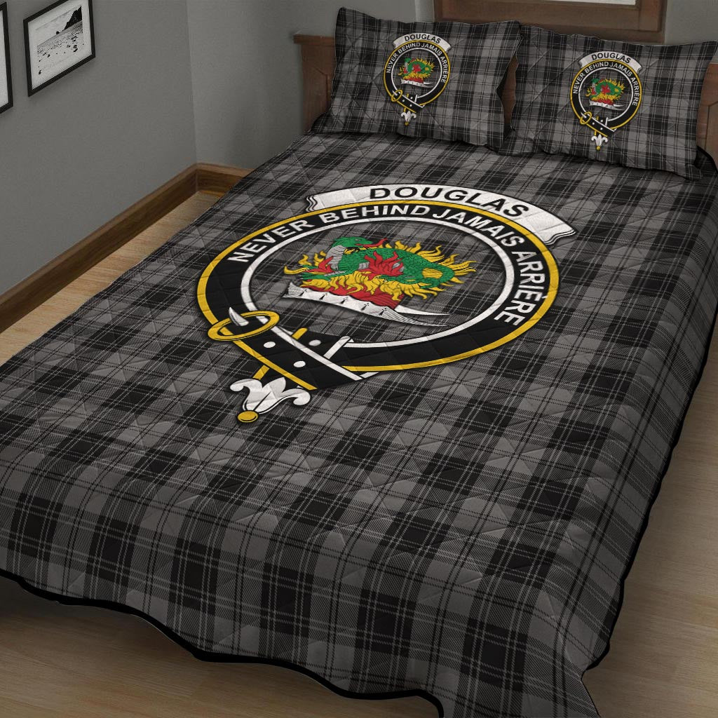 Douglas Grey Tartan Quilt Bed Set with Family Crest - Tartan Vibes Clothing