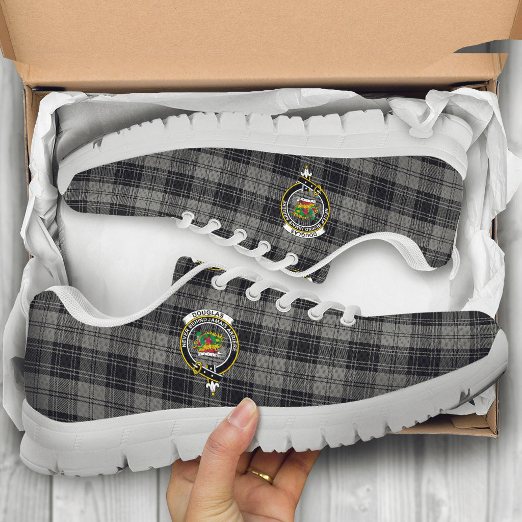 Douglas Grey Tartan Sneakers with Family Crest - Tartan Vibes Clothing