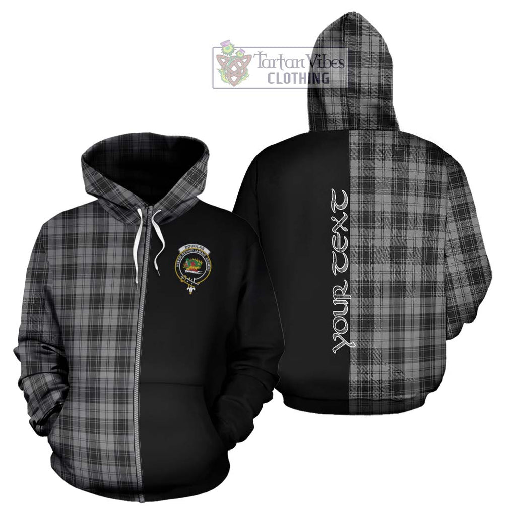 Douglas Grey Tartan Hoodie with Family Crest and Half Of Me Style - Tartanvibesclothing Shop