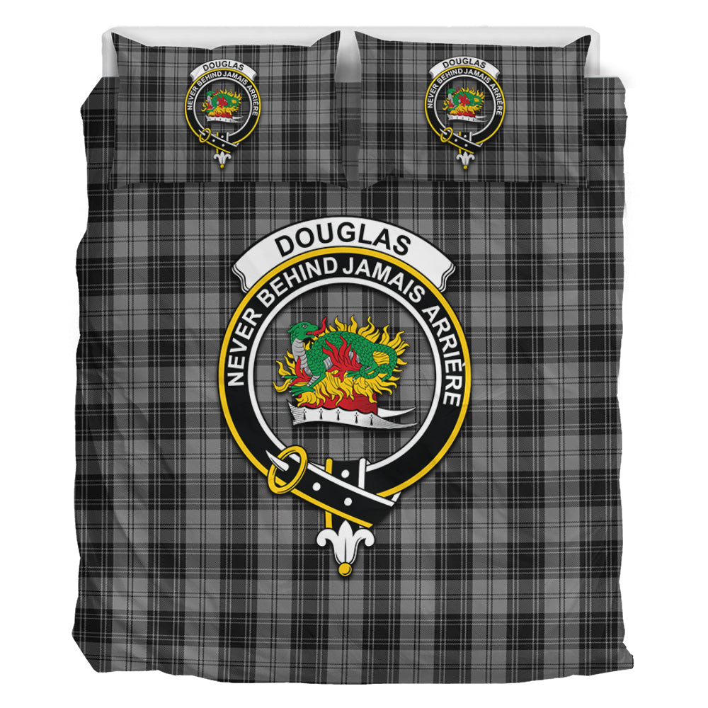 Douglas Grey Tartan Bedding Set with Family Crest - Tartan Vibes Clothing