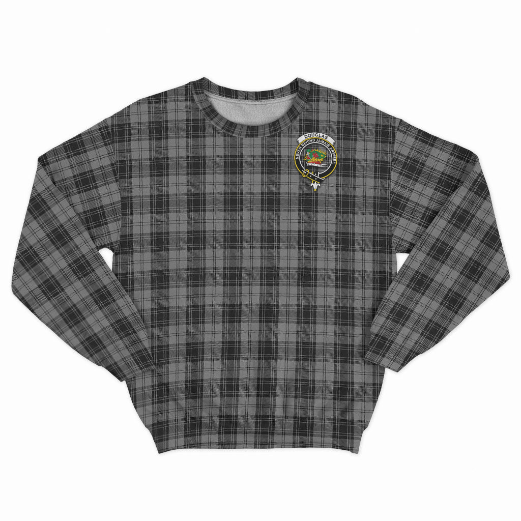 Douglas Grey Tartan Sweatshirt with Family Crest - Tartan Vibes Clothing